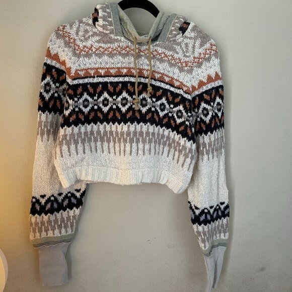 Free People Sweaters - Free People Inverness Cropped Knit Hoodie Sz XS